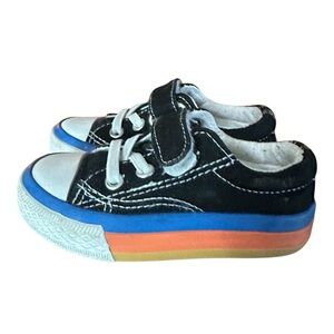 SHOFORT Toddler Boys and Girls Sneakers Kids Slip on Shoes Black Blue Toddler 4